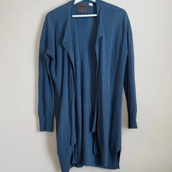 Anthropologie Blue Open Front Lightweight Cardigan Duster Long Sweater Medium - Picture 1 of 9